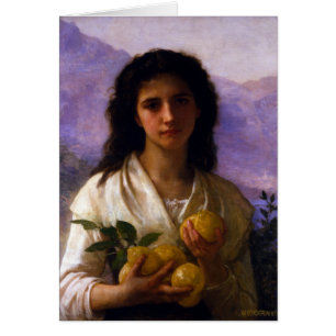 Girl Holding Lemons William-Adolphe Bouguereau Hälsningskort