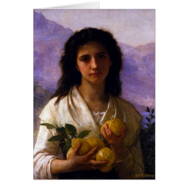 Girl Holding Lemons William-Adolphe Bouguereau Hälsningskort (Framsidan)