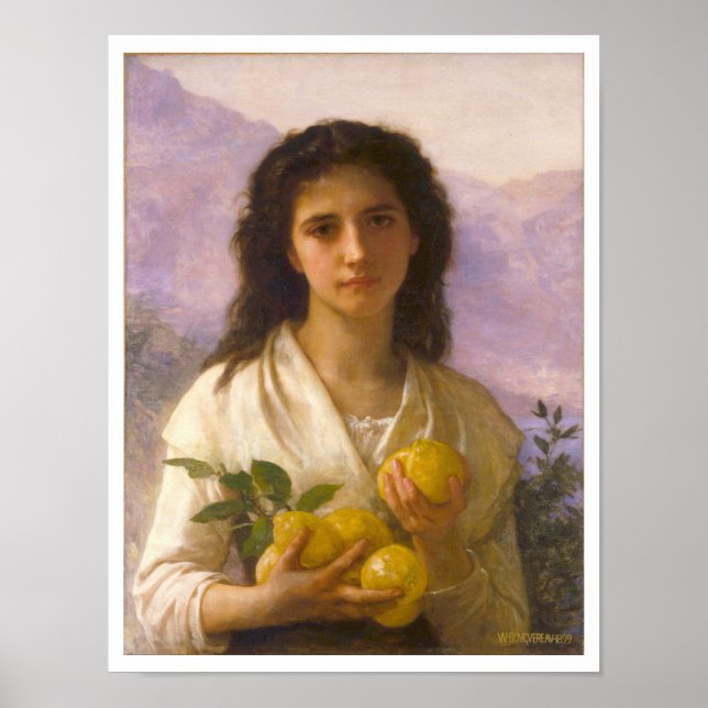 Girl Holding Lemons, William-Adolphe Bouguereau Poster (Framsidan)