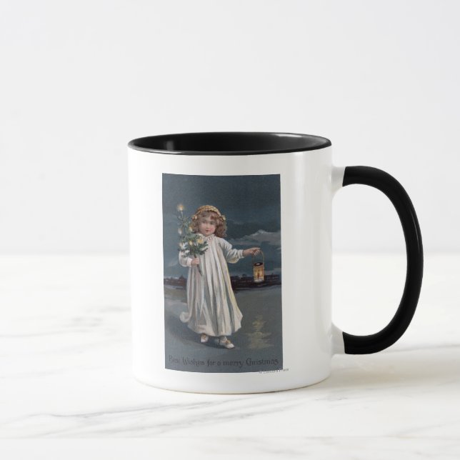 Girl Holding Träd och Lantern Mugg (Höger)