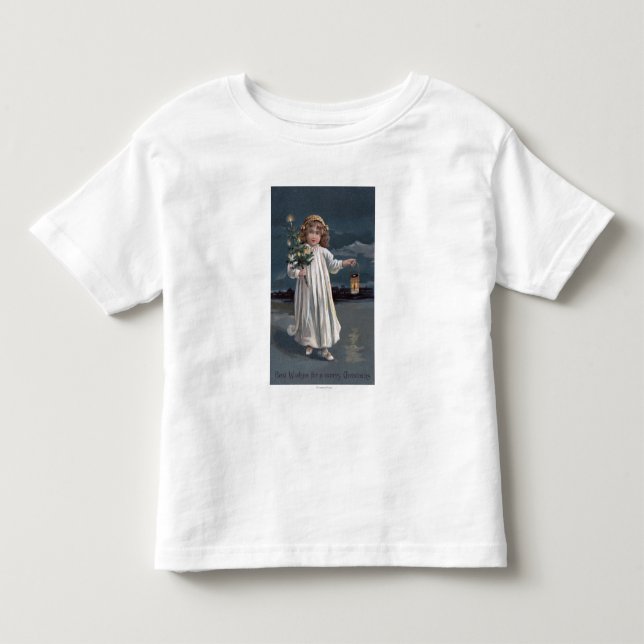 Girl Holding Träd och Lantern Tee Shirt (Framsida)