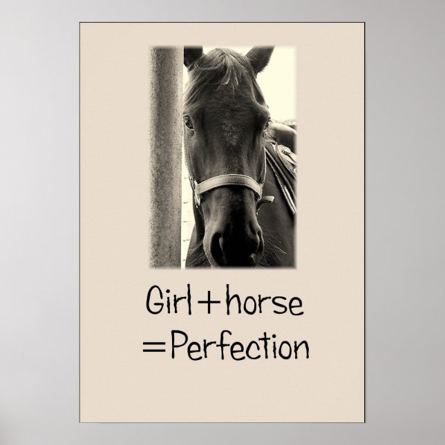 "Girl+Horse=Perfection" Sepuia Horse Poster (Framsidan)
