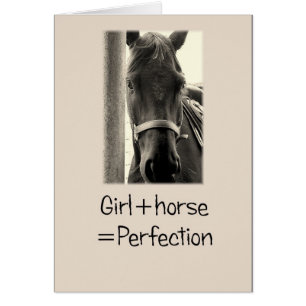 Girl + Horse = Perfektion Hälsningskort