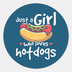 Girl Hotdog Älskare Fast Food Runt Klistermärke