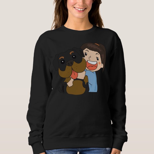 Girl Hugger A Rottweiler T Shirt (Framsida)
