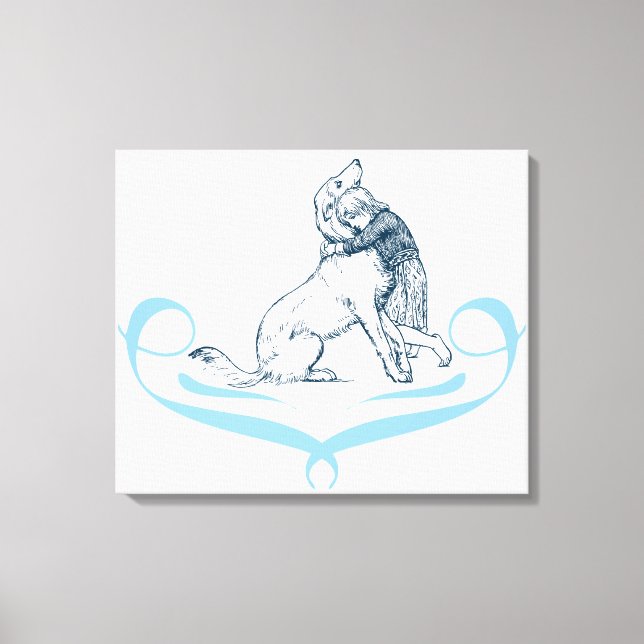 Girl Hugger Hund Canvastryck (Framsida)