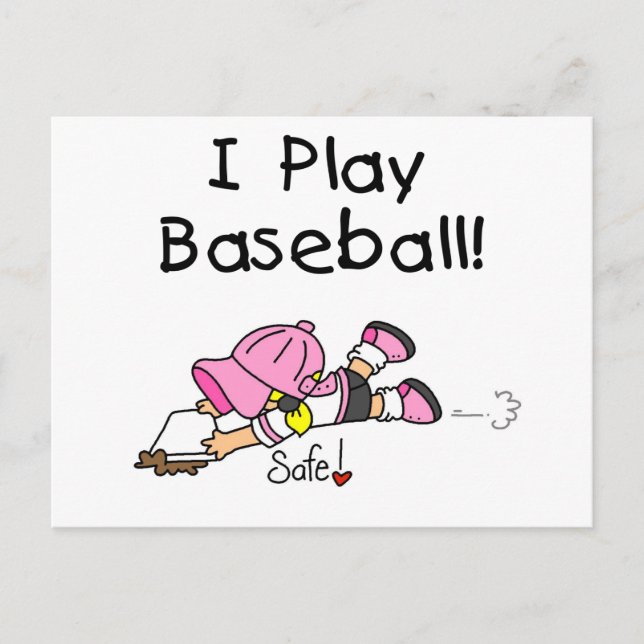 Girl I Play Baseball Tshirts and Gifts Vykort (Framsida)