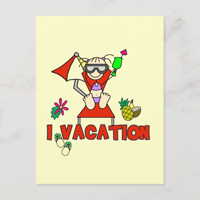 Girl I Vacation T-shirts and Gifts Vykort (Framsida)