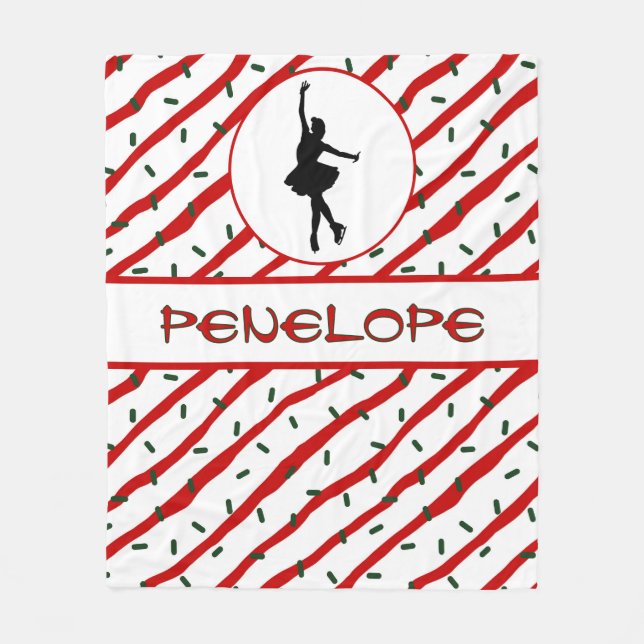 Girl Ice Skating jul-Personligen Sprinkle Fleecefilt (Framsidan)