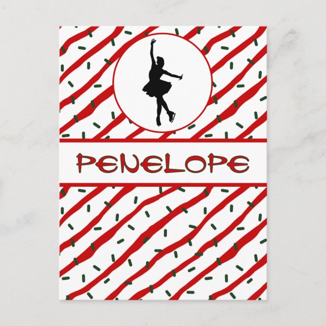 Girl Ice Skating jul-Personligen Sprinkle Vykort (Framsida)