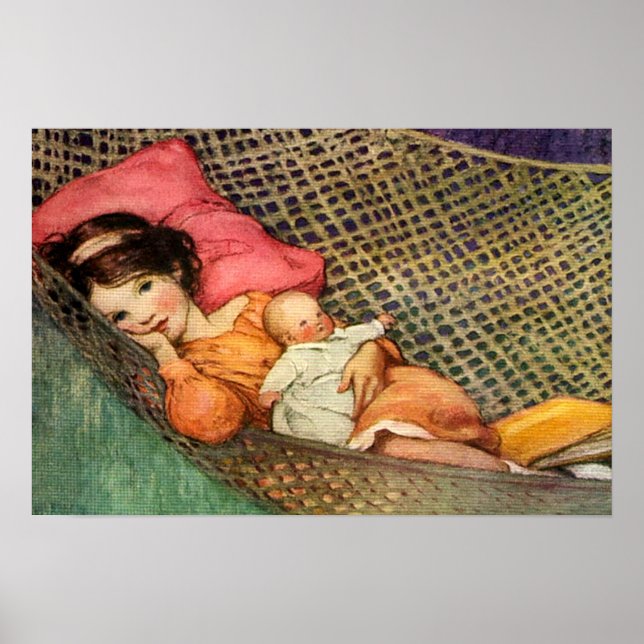 Girl in a Hammock by Jesse Willcox Smith Poster (Framsidan)