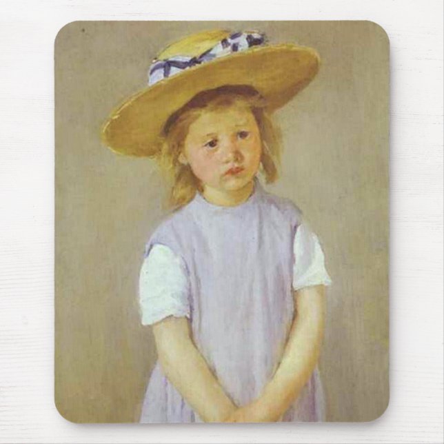 Girl in A Straw Hat, Mary Cassatt Mousepad Musmatta (Framsidan)