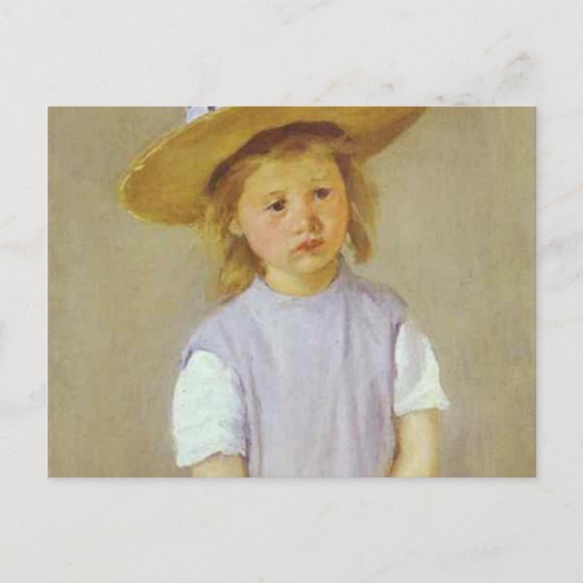 Girl in A Straw Hat, Mary Cassatt Vykort (Framsida)