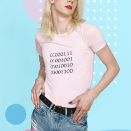 Girl in Binary Code Tee Shirt