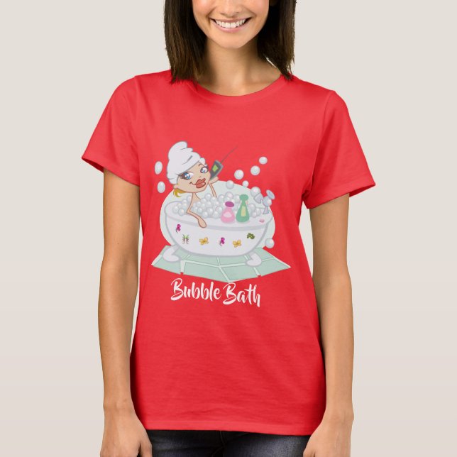 Girl in Bubble Bath Red T Shirt (Framsida)
