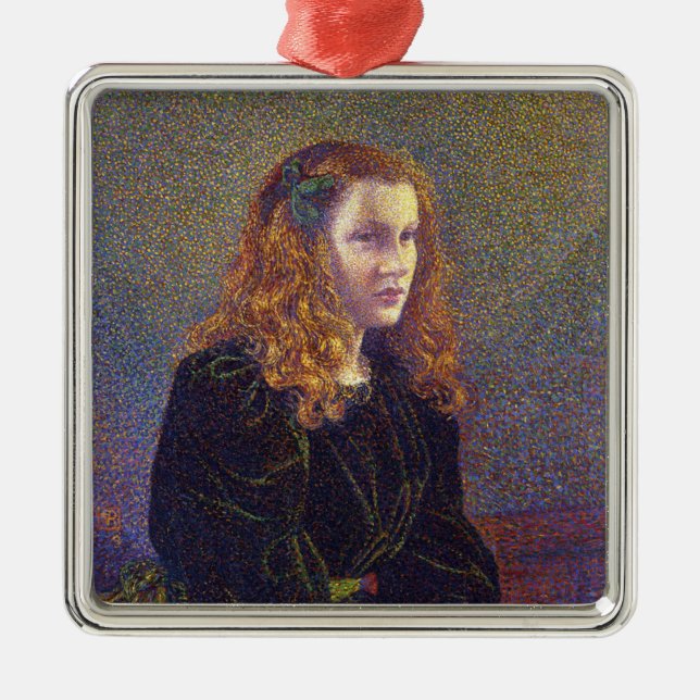 Girl in Grönt (av Theo van Rysselberghe) Ceramic O Julgransprydnad Metall (Framsidan)