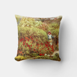 Girl in Luscious Victorian Garden Kudde