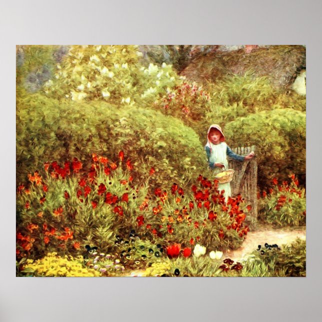Girl in Luscious Victorian Garden Poster (Framsidan)