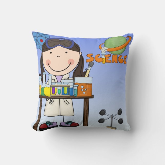 Girl in Science Lab Pillow Kudde (Framsida)