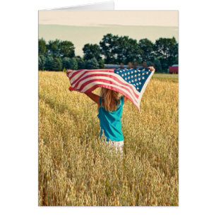 Girl in Wheat Fält Tack Hälsningskort
