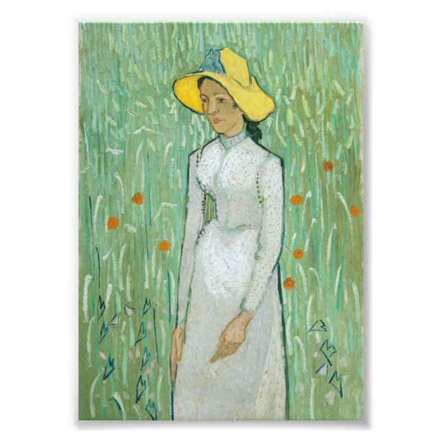 Girl in White av Vincent van Gogh Fototryck (Framsidan)
