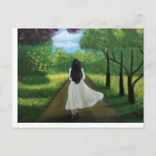 Girl in White Dress Vykort (Framsida)