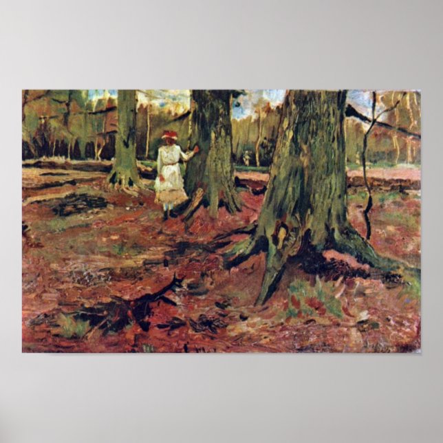 Girl in White in Forest av Vincent van Gogh Poster (Framsidan)