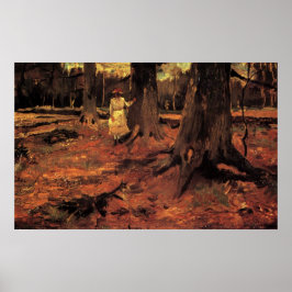 Girl in White in Skogen by Vincent van Gogh Poster