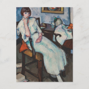 Girl in White Samuel John Peploe Vykort