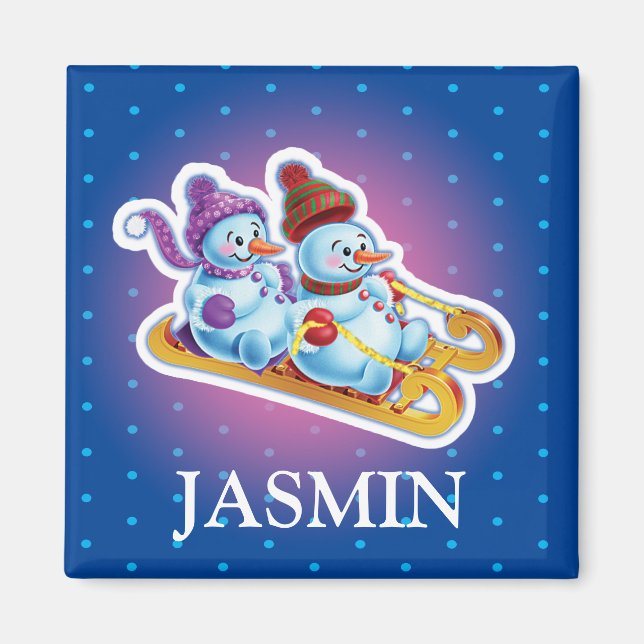 Gir'l initial snögubbars sondmagnet magnet (Framsidan)