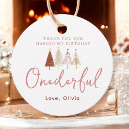 Girl Julgran Onederful Birthday Tack Gåvor Etiketter