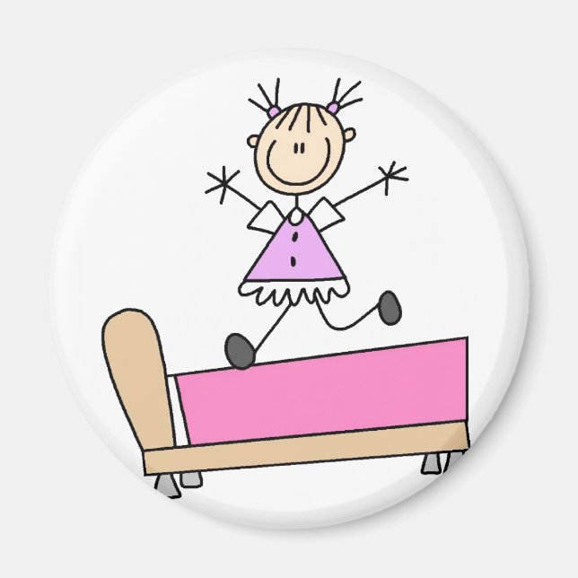 Girl Jumping on Bed Magnet (Framsidan)