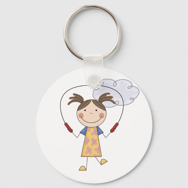 Girl Jumping Rope T-shirts and Gifts Nyckelring (Framsida)