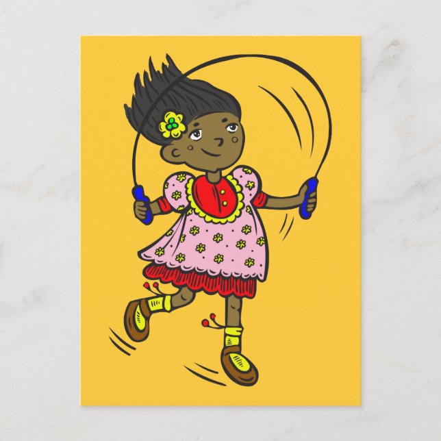 Girl Jumping Rope Vykort (Framsida)