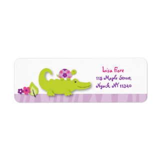 Girl Jungle Alligator Turtle Adressetiketters Returadress Etikett