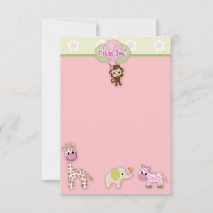 Girl Jungle Animal Baby Shower Tack 3,5" x 5" Anteckningskort