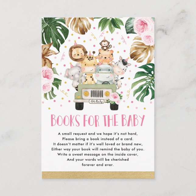 Girl Jungle Animals Drive by Shower Bokar for Baby Tilläggskort (Framsida)