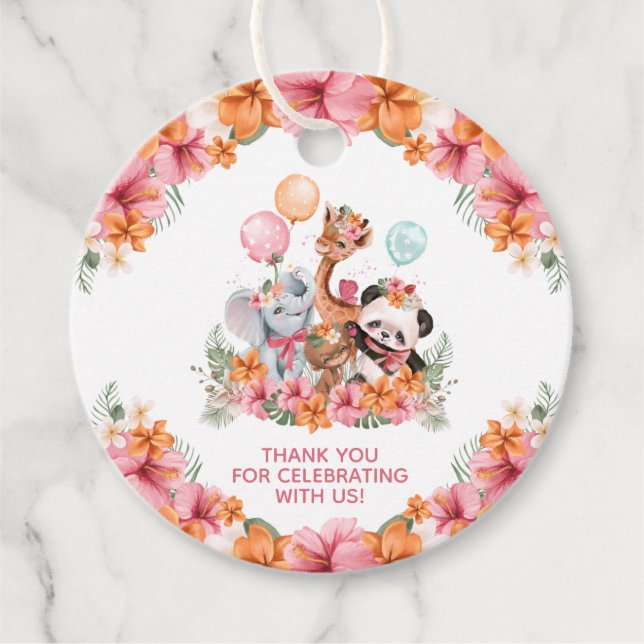 Girl Jungle Safari Gåvor Etiketter (Framsida)