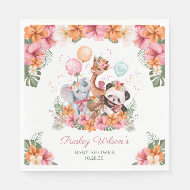 Girl Jungle Safari Pappersservett (Framsidan)