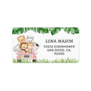 Girl Jungle Safari Returetiketter Adressetikett