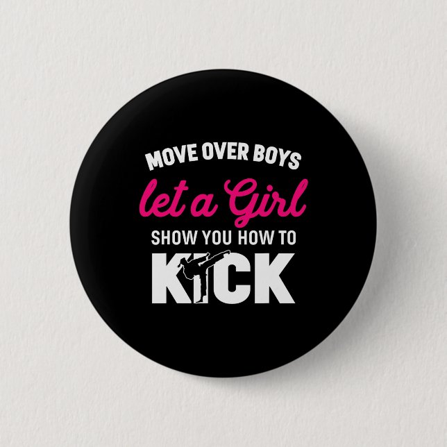 Girl Karate Funny Dotter Kick Boxer Gift Knapp (Framsida)