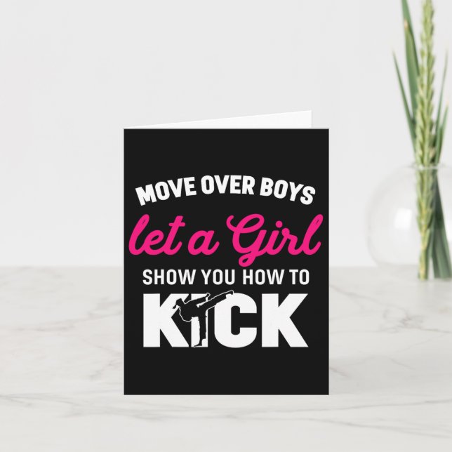 Girl Karate Funny Dotter Kick Boxer Gift Kort (Framsida)