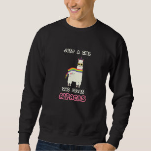 Girl Kärlek Alpacas Llama Rainbow Carl Lång Ärmad Tröja