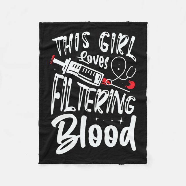 Girl Kärlek Filtering Blood Kidney Dialysis Nurse Fleecefilt (Framsidan)