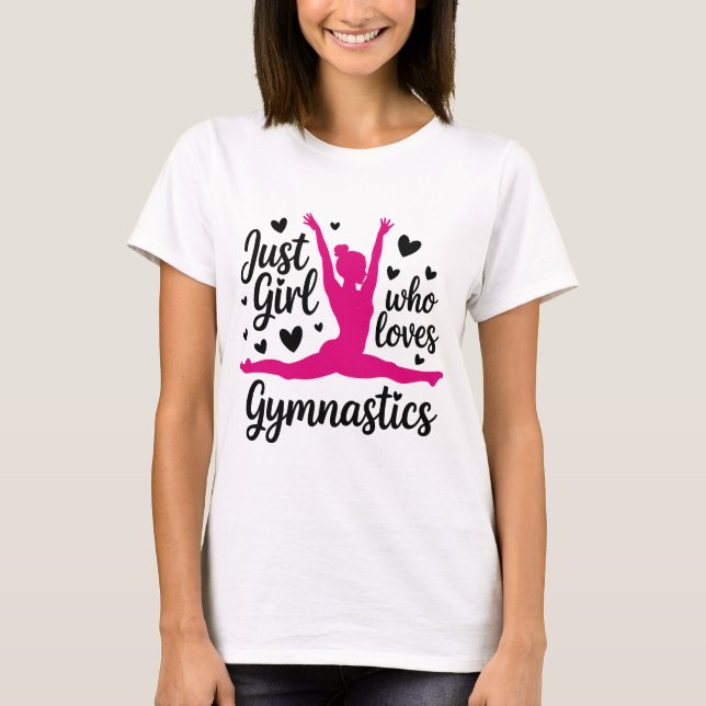 Girl Kärlek Gymnastics Heart Design T Shirt (Framsida)