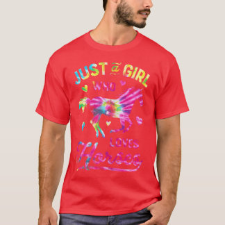 Girl Kärlek Horsese Dye Rainbow Horse Riding retro T Shirt