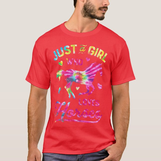 Girl Kärlek Horsese Dye Rainbow Horse Riding retro T Shirt (Framsida)