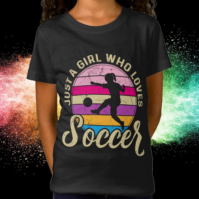 Girl Kärlek Ocer Colorful Sunset T Shirt (Girl Loves Soccer Colorful Sunset T-Shirt)