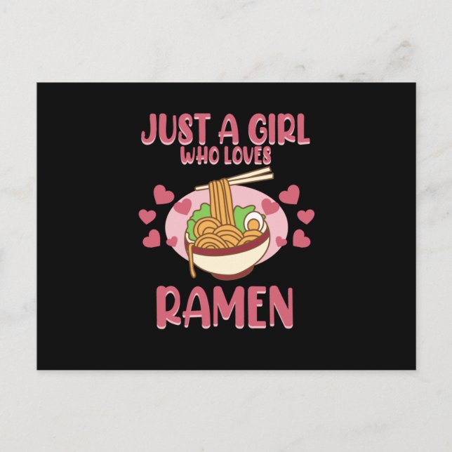 Girl Kärlek Ramen Anime Kawaii Ramen Noodles Gr Inbjudan Vykort (Framsida)