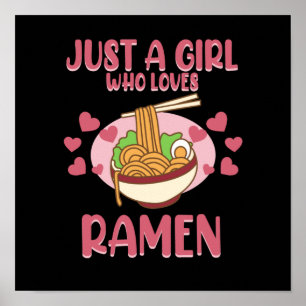 Girl Kärlek Ramen Anime Kawaii Ramen Noodles Gr Poster
